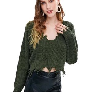 LF x BSBW Distressed Oversized Cropped Sweater
